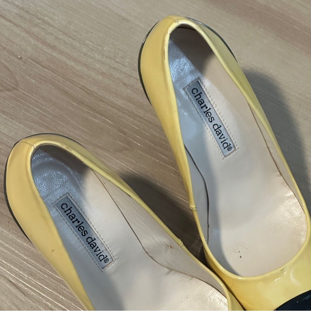 Charles David Designed by Nathalie M Pumps Yellow Charcoal Grey Size 6B - Picture 4 of 10